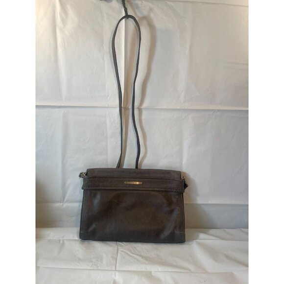 Trina TURK  Gray Leather Bag Shoulder Crossbody with Handle Magnetic - Picture 1 of 13